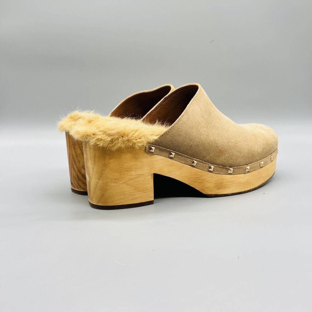 Steve Madden Shoes Womens 9 Beige Suede Brooklyn Platform faux fur Lined Clogs - Picture 7 of 11